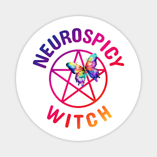 Neurospicy Witch with Rainbow Butterfly Cheeky Witch® Magnet